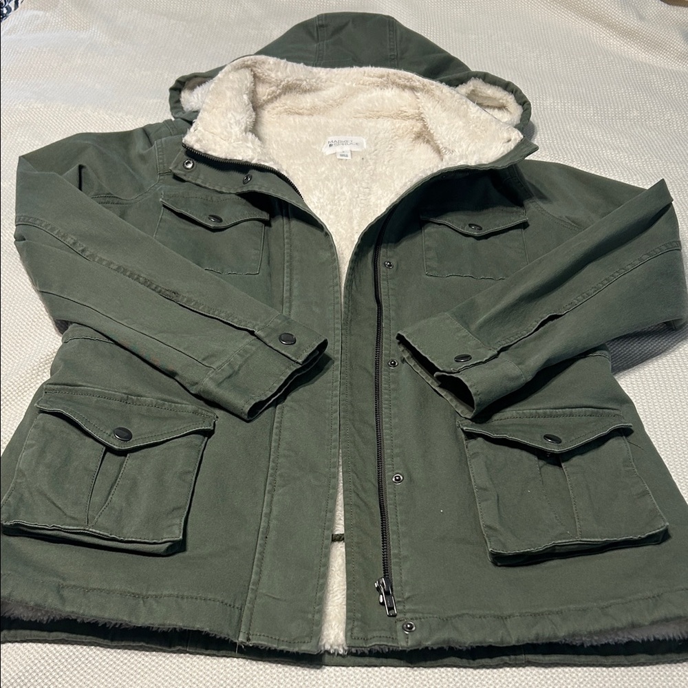 Market & Spruce Lined Army/Cargo Jacket. Olive, size Medium.